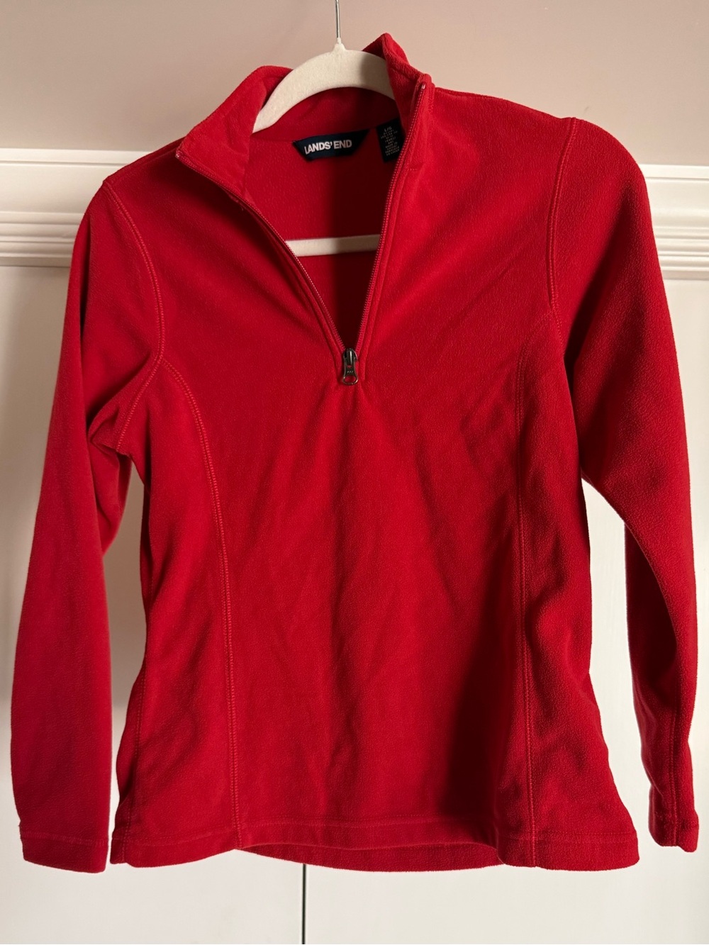Lands' End Kid’s Bright Red Half-Zip Fleece Pullover